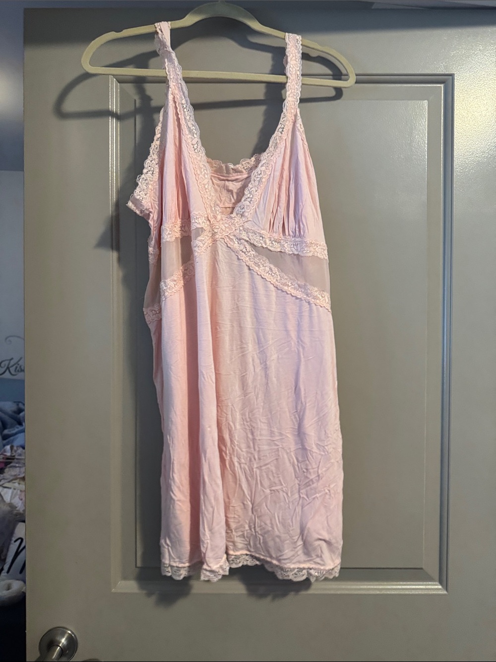 Adore Me Light Pink Lace-Trim Chemise